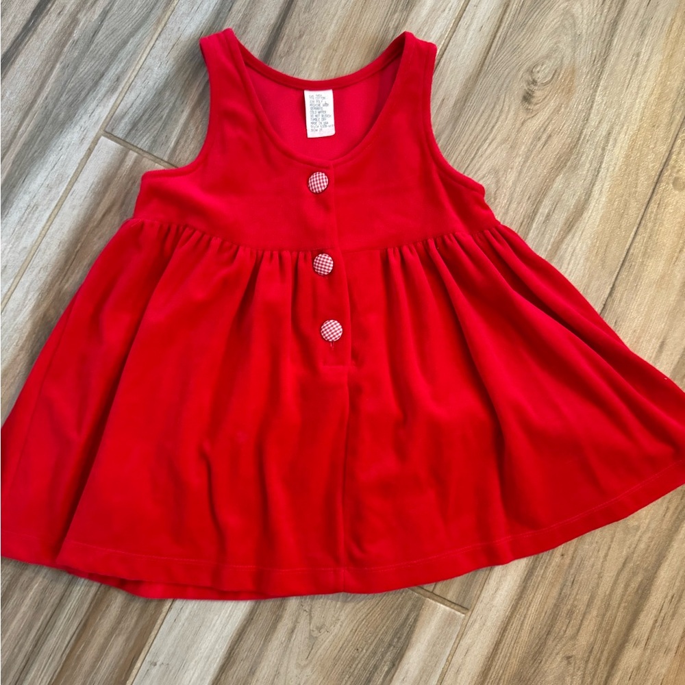 Vintage Girls Button Front Red Dress Size 3 Made in USA